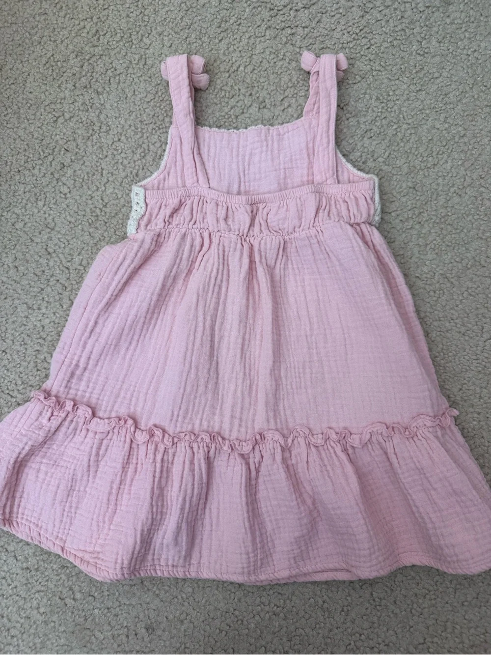 Pink Crochet-Accent Girls' Sundress